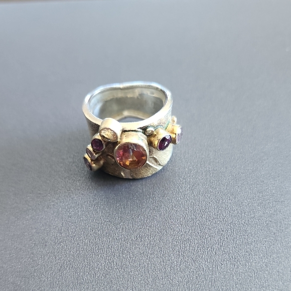 Ryan Christian Jewelry - Artisan Silver and Gold Ring with Gemstones